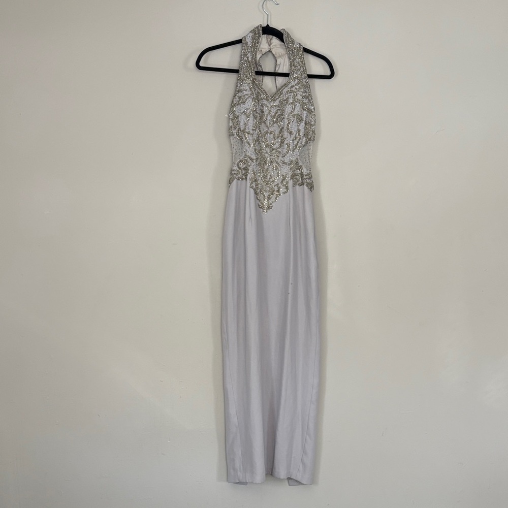 Creative Creations Elegant Silver Halter Dress - image 2